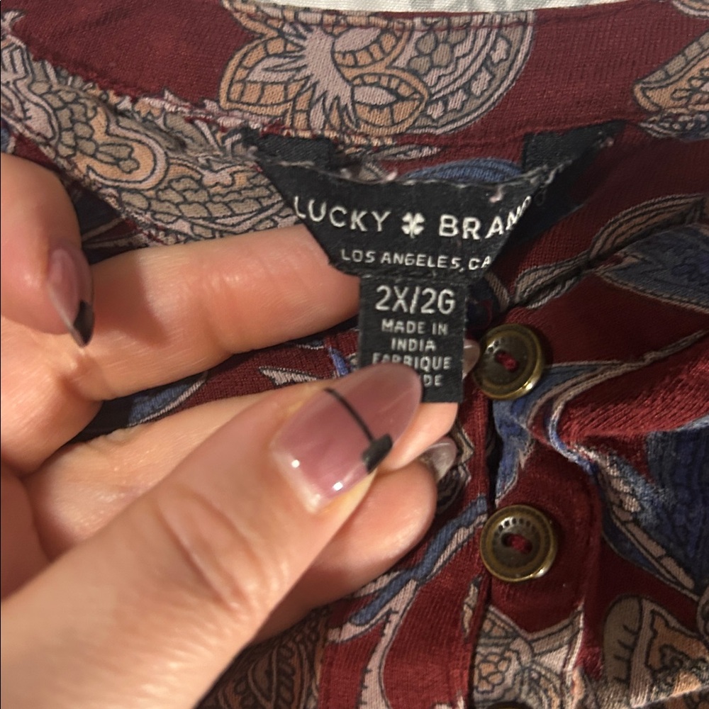 Lucky Brand Red and Blue Floral Blouse - 2X - Picture 4 of 6
